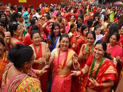 
      
      Hindu women in Nepal celebrate Teej festival
      
      