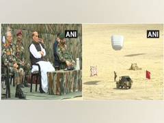 
      
      Rajnath Singh witnesses para dropping skills of Armed Forces...
      
      
