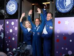 
      
      Russian actress, director blast off to shoot first movie in space
      
      