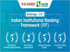 
      
      SCMHRD ranks 5th best B school and the 5th best school of...
      
      