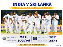 
      
      Ind Vs SL, 2nd Test (D/N): An uphill task for visitors as...
      
      