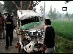 
      
      Five dead in collision between SUV and bus in Rampur
      
      