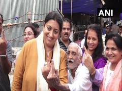 
      
      Smriti Irani votes in Mumbai, poses with nonagenarian to urge...
      
      