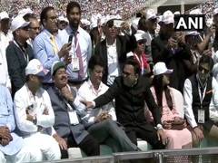 
      
      Sourav Ganguly, Jay Shah attend 'Namaste Trump' event at...
      
      