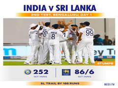 
      
      Ind Vs SL, 2nd Test (D/N): Bowlers put hosts in a strong...
      
      