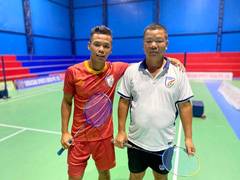 
      
      Suresh Wangjam plays badminton with his father during...
      
      