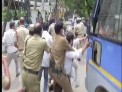 
      
      Telangana Congress workers detained after protesting in front...
      
      