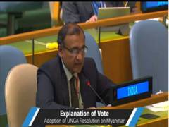 
      
      India abstains from voting on UNGA resolution on Myanmar
      
      