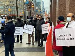
      
      Friends of Karima Baloch hold protest outside Toronto Police...
      
      