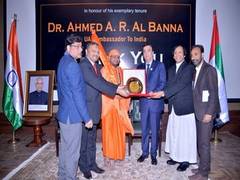
      
      UAE envoy to India honoured for his exemplary services in Delhi 
      
      
