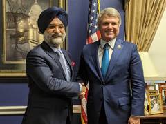 
      
      Indian envoy meets congressman McCaul, discusses India-US...
      
      