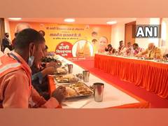 
      
      PM Modi, Yogi Adityanath have lunch with workers involved in...
      
      