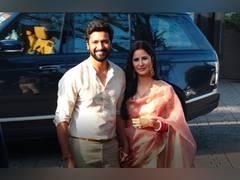 
      
      Katrina Kaif, Vicky Kaushal head to new house for puja
      
      