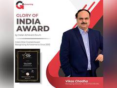 
      
      Indian Achievers Forum confers Vikas Chadha Glory of India...
      
      