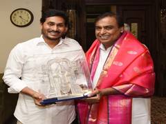 
      
      Mukesh Ambani meets Andhra CM Jagan Mohan Reddy
      
      