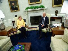 
      
      German Chancellor Angela Merkel meets US President Joe Biden...
      
      