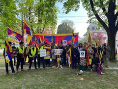 
      
      Rights Group protests in Brussels against China 
      
      