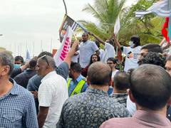 
      
      Maldivian youth protests against 'India Out' campaign 
      
      