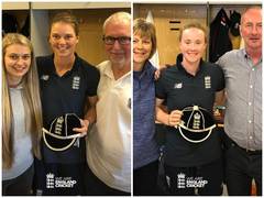 
      
      Heather Knight congratulates Amy Jones, Kirstie Gordon on...
      
      