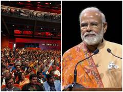 
      
      '2024; Modi Once More' slogan at Indian community event in Berlin
      
      