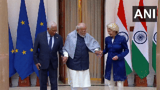 
      
      Prime Minister Narendra Modi meets EU leaders Ursula von der Leye
      
      