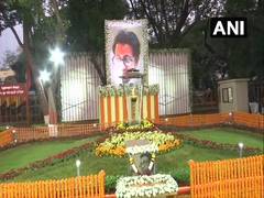 
      
      Bal Thackeray's smriti sthal decorated with flowers on his...
      
      