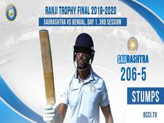 
      
      Ranji Trophy Final: Saurashtra end day one at 206/5
      
      