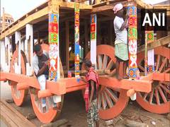 
      
      Construction work of 3 chariots for Rath Yatra in full swing 
      
      