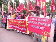 
      
      Bhubaneswar: CPI workers protest against Yechury, D Raja's...
      
      