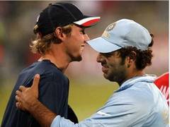 
      
      Stuart Broad bids adieu to Yuvi
      
      