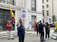 
      
      Tibetan activists protest outside China's UK embassy on...
      
      