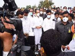 
      
      Maharashtra CM visits rain-affected villages, meets farmers
      
      