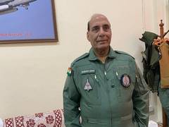 
      
      Bengaluru: Rajnath Singh flies LCA Tejas fighter
      
      