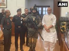 
      
      Rajnath Singh hands over defence systems to Indian Army
      
      
