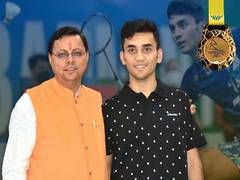 
      
      Uttarakhand CM Pushkar Singh Dhami congratulates Lakshya
      
      