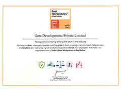 
      
      Gera Developments is in Top 10 on India's Workplaces list
      
      