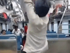 
      
      Viral video: Man swings on handrail inside local train
      
      