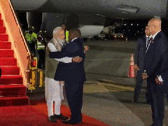 
      
      PNG PM seeks blessings from PM Modi upon latter's arrival
      
      