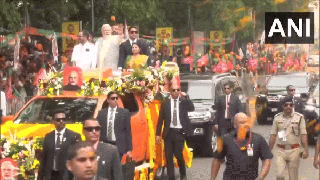 
      
      PM Modi holds roadshow in Kerala's Thrissur
      
      