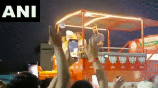 
      
      Mobile phone thrown at PM Modi's vehicle during roadshow
      
      