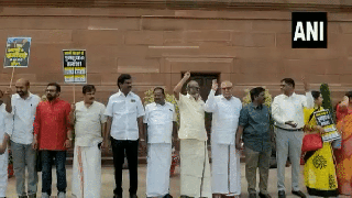 
      
      Opposition MPs form human chain outside Parliament
      
      