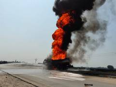 
      
      WB: Oil tanker catches fire after it met with an accident
      
      