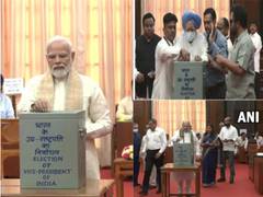 
      
      Vice-President Poll: PM Modi, others cast their votes
      
      