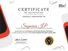 
      
      Sagacious IP certified as a Great People Manager Company
      
      