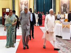 
      
      VP Dhankhar attends 'At Home' reception hosted by Prez Murmu
      
      