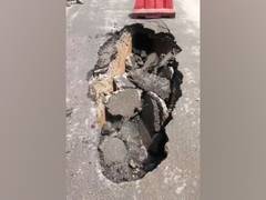 
      
       Hyderabad: Part of road caves in at Jubilee Hills following...
      
      