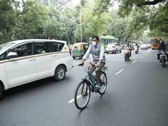 
      
      Union Minister Mansukh Mandaviya ditches car for pedal power...
      
      
