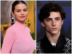 
      
      Selena Gomez chats with Timothee Chalamet while he's in line...
      
      