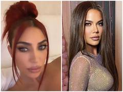 
      
      Kim Kardashian debuts red hair, while sister Khloe goes back...
      
      