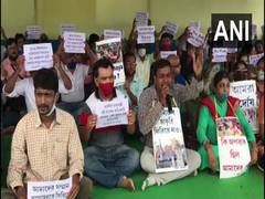 
      
      Teachers whose jobs were terminated stage demonstration in...
      
      